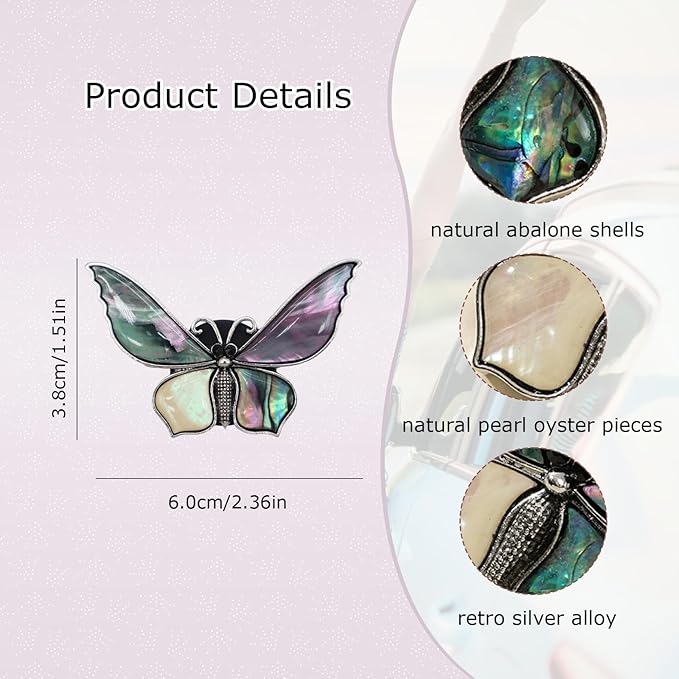 Butterfly Car Decor,Butterfly Air Vent Clip Car Air Freshener,Glamorous Natural Abalone Shell Butterfly Lucky Decorations Accessories for Women