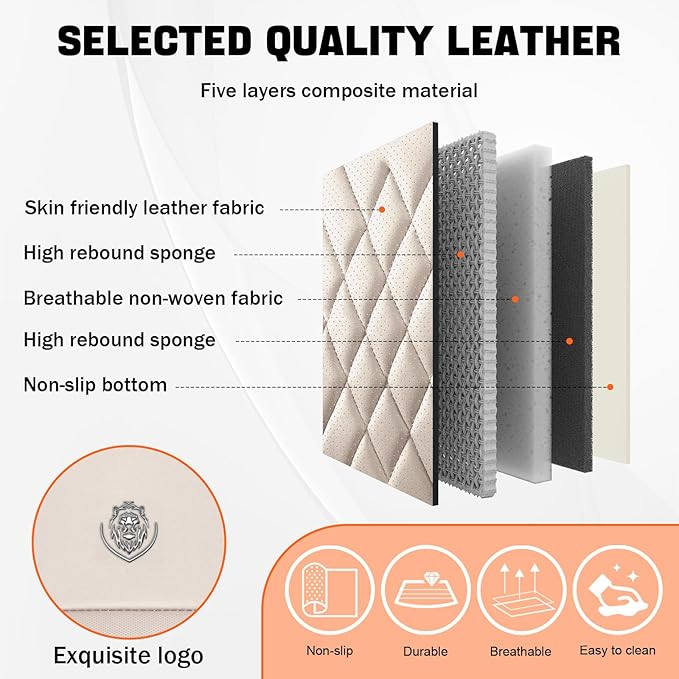 Car Seat Covers Compatible with Toyota Camry 1999-2026 Durable Waterproof Automotive Seat Covers Stretchable Fabric Material, Airbag Compatibility, Nappa Leather(Full Set with Pillow, Beige Brown)