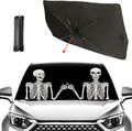 Socira Funny Skull Car Sun Shade Windshield Sunshade Umbrella Foldable Gothic Umbrella Sun Shade Sunshade Front Window Cover Skull Car Accessories Blocks Uv Rays 57" X 30"