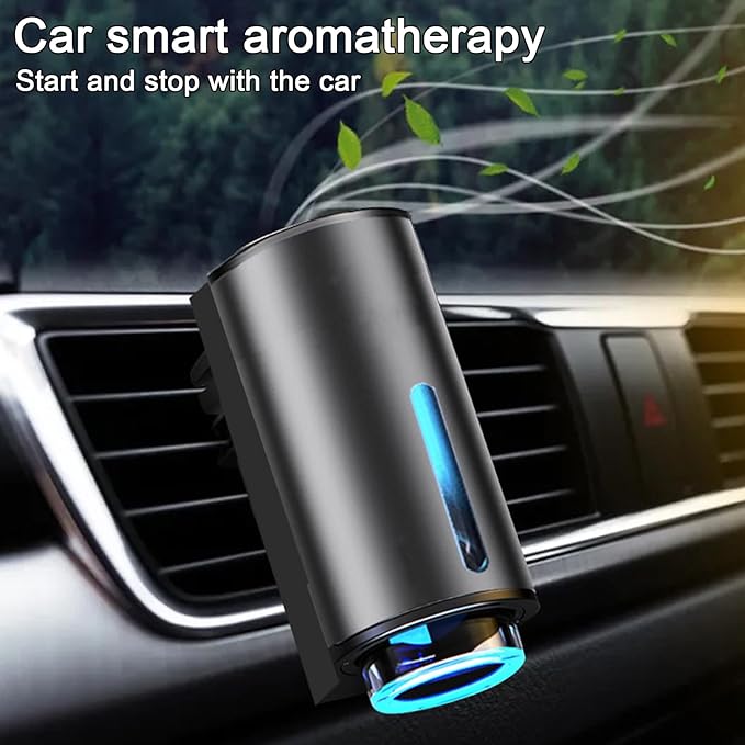 Smart Car Air Freshener, Aromatizante para Carro, Intelligent Car Aroma Diffuser for Essential Oil with 2 Modes, Rechargeable Smart Car Air Freshener Diffuser (with 3 Lemon Essential Oil)