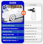 Foam Cannon for Pressure Washer, Professional Car Cannon Lance, 1L Wide Mouth Bottle, 1/4 Inch Quick Connector, 4000 PSI, 360 Rotatable Nozzle, Adjustable Thick Snow Foam, 1.2mm Orifice
