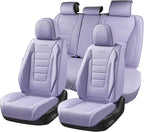 Coverado Car Seat Covers Full Set, Nappa Leather Seat Covers for Cars, Car Seat Protector Car Seat Cushion, Front and Back Seat Protectors Cushions Universal Fit for Most Cars Vehicles(Purple)
