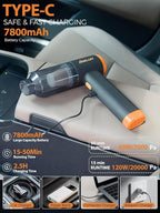 aokway Car Vacuum Portable Cordless 20000PA Powerful Suction, 7800mAh Mini Vacuum Cleaner for Car, Electric Air Duster & Blower, Mini Handheld Vacuum 4-in-1 Rechargeable for Home, Office Desk Cleaning