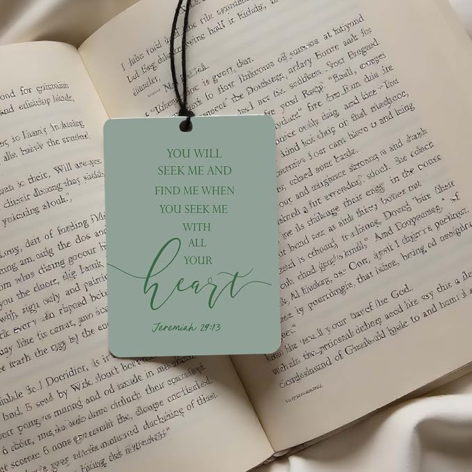 Christian Scripture Car Air Freshener 4Pcs, Inspirational Bible Quotes Hanging Scents,Green Bible Quote Gift Air Freshener Hanging in Car Wardrobe Drawer or Book.