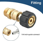 Pressure Washer Quick Connect Fittings, M22 14mm to 1/4 Inch Quick Connect Pressure Washer Adapter Set, 4 Pieces