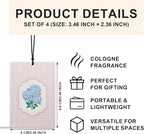 Rustic Blue Hydrangeas Floral Car Air Freshener 4 Pcs, Retro Cottagecore Flower Pink Striped Air Freshener Hanging for Cars Books Closet Drawer Bathroom, Preppy Girly Car Accessories for Women