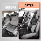Car Seat Covers Compatible with Toyota Camry 2012-2026 Durable Waterproof Automotive Seat Covers Stretchable, Airbag Compatibility, Premium Nappa Leather(Black Gray, 2 Pcs Front with Pillow)
