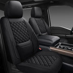 Car Seat Covers Front Pair,Universal Fit for Cars,SUVs,Trucks,and Sedans,Faux Leather Car Seat Cushion Compatible with Airbags,Waterproof Car Seat Protector,Black