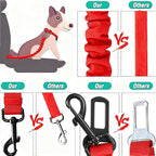 Dog Seat Belt for Car, Retractable Adjustable Nylon Pet Seatbelts for Vehicle Headrests, Elastic & Durable Car Harness, Dogs Leash Accessories for Bicycles (Only Leash Red)