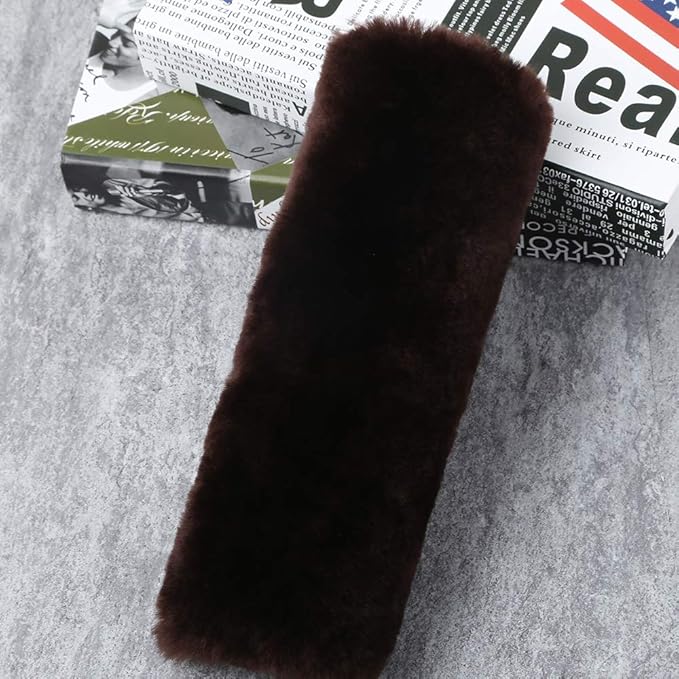 OGLAND 2 Pack Car Seat Belt Cover Cushion, Fluffy Soft Sheepskin Auto Should Seat Belt Pads, Neck Protector for Women Adults Baby Kids Pet (Mocha)