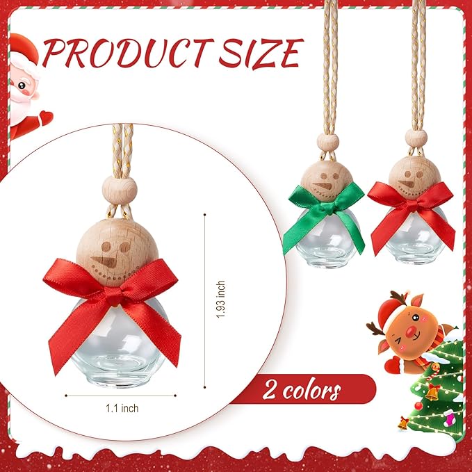 30 Pcs 30 Pcs Winter Car Diffuser Bottles Snowman Pumpkin Car Diffuser Winter Fall Hanging Empty Vehicle Air Freshener with Bow for Holiday Party Gift (Snowman)