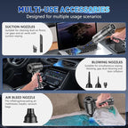 KMM Handheld Car Vacuum Cleaner, 10000PA Vacuum Cleaner & Air Duster, 120W High Power Hand Held Vacuum Cordless, Portable Vacuum Rechargeable with Multi-Nozzles & LED Light for Car, Home, Pet, Office