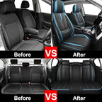Fit for 98% of Mercedes Benz Car Seat Covers, Premium Nappa Leather Seat Cover, Fully Wrapped Protect Modern Style Seat Cover (5-Seat Standard, Black & Blue)
