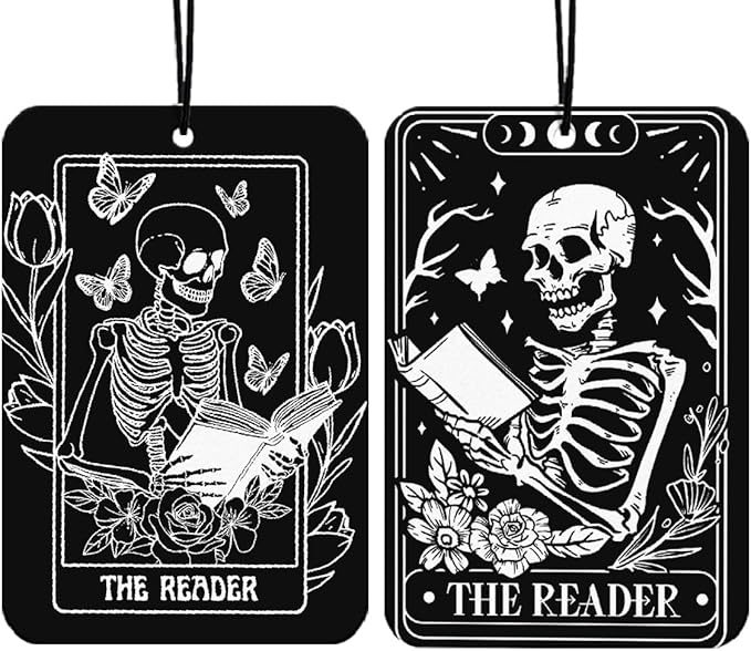 Gothic Bookworms Car Air Freshener Hanging 2Pcs, Reading Goth Car Accessories Interior, Funny Reader Cars Rear View Mirror Decor Book Lover Bookaholics Bookworms Gifts For Women Friends (Lavender)