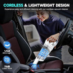 Handheld Vacuum Cordless, 15000PA Strong Suction Hand Held Car Vacuum Cleaner Portable with Multi-Nozzles & Washable Filter, Lightweight Dust Busters Rechargeable for Home, Car, Office, Pets