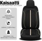 Breathable Premium Car Seat Covers Front Set，3D Air-Mesh Seat Covers for Cars，Comfortable Safety Airbag Compatible，Universal for Most Cars Sedan Truck SUV(Black/Beige)