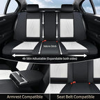 FLORICH Leather Car Seat Cover Full Set Automotive Seat Covers 5 Seats Front and Back Seat Cover Full Coverage Car Seat Protector Universal Fit for Most Car Truck SUV, Black&White