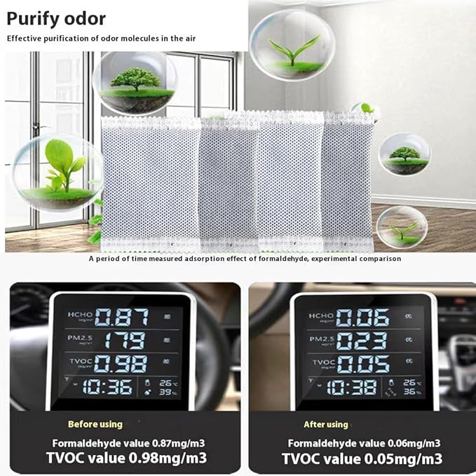 30Pack Activated Bamboo Charcoal Odor Absorber Air Purifying Bag for Home or Cars Odor Eliminator; Car Air Freshener; 10g/Pack Natural Air Freshener for Home,Car,Closet,Basement,Pets