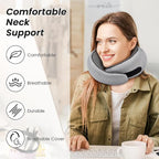 SZXYX Travel Pillows for Airplanes, 100% Pure Memory Foam Neck Pillow for Airplanes, Comfortable Breathable Cover, 360° Support Stowable Pillows for Sleeping, Car, Airport Travel Essentials, Max Grey