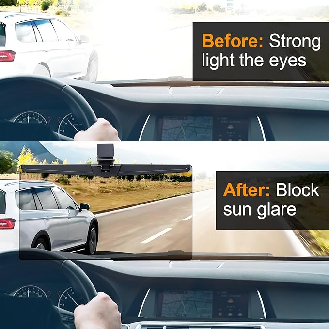 Veharvim Sun Visor Extender for Cars, Polarized Car Visor Extender Sun Blocker UV400, Adjustable Visor Extension, Clip on Sun Visor for Car, Universal, Glare, UV Protector (X-Large(1 Pack))