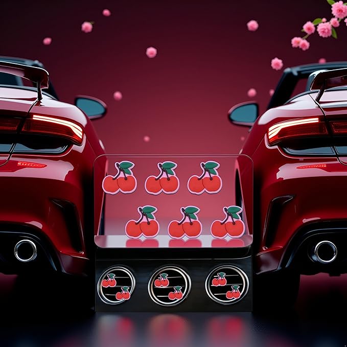 6 Pcs Red Cherry Air Vent Clips, Cute Cherry Car Air Fresheners Vents Clips Diamond Vent Clip Car Interior Decor Charm Bling Cars Accessories Cars Decoration for Women, Automotive Air Fresheners