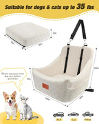Dog Car Seat for Medium Sized Dog,Pet Travel Car Bed with Seat Belt Channle,Fully Detachable and Washable Car Dog Seat with Adjustable Straps,3 Straps Easy to Install (Beige)