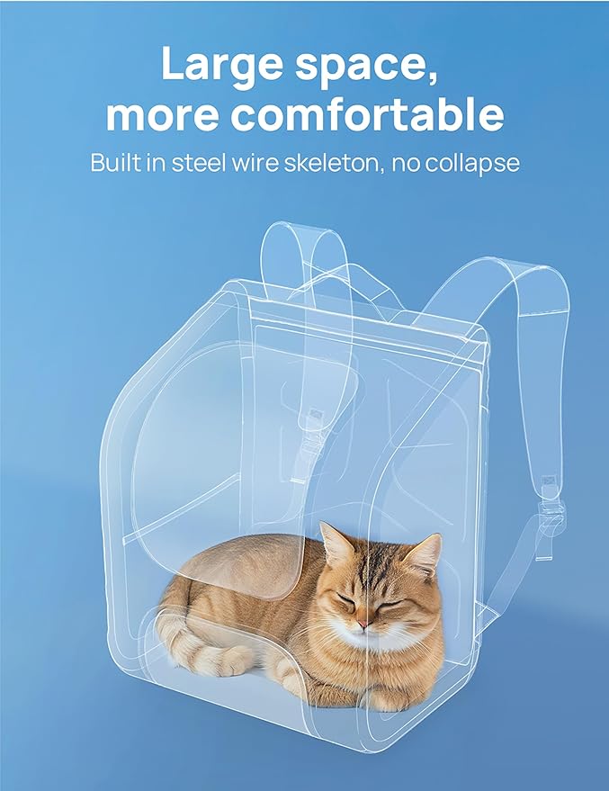 Pecute Cat Backpack Carrier Expandable, Large Space Cat Bubble Backpack, Breathable Cat Carrier, Shaded Dog Backpack Carrier for Travel, Hiking, Vet,12.6" L x 10.2" W x 16.5" H, Gray
