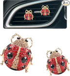 Ladybug Car Accessories,2pcs Red Lady Bug Air Vent Clips Cute Car Air Freshener,Bling Rhinestone Car Decor for Women,Refillable Outlet Diffusers