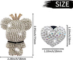 Heart & Bear 4 Pcs Bling Heart Air Vent Clips, Diamond Car Diffuser, Car Interior Decor + Cute Butterfly Mask Hook