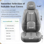 Coverado Car Seat Covers Full Set, Premium Nappa Leather Seat Covers for Car, Waterproof Car Seat Protector with Lumbar Support, Automotive Seat Covers Universal Fit for Most Cars SUV Truck(Gray)