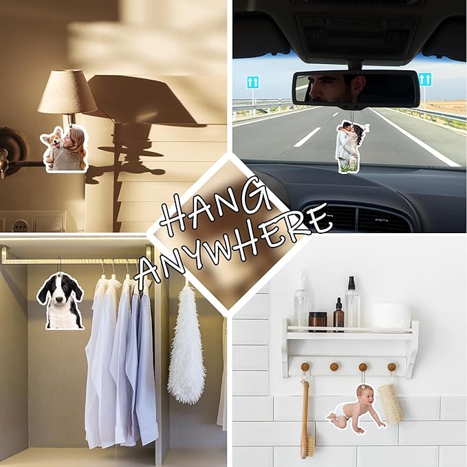 Custom Air Fresheners with Picture,Personalized Photo Air Freshener for Car,Customized Double Sided Dangle it Air Fresheners for Bedroom Bathroom Wardrobe Hanging Ornaments (1p-Irregular Shape)