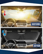 Retractable Windshield Sun Shade for car Windshield Sun Shade,99% UV Blocking,Long-Frequency and Short-Frequency Demand,X-Large(Sunshade 74.8"x35.43",Umbrella 55.12"x31.5")