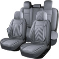 Nappa Leather Car Seat Covers Full Set, Gray Car seat Protector 5 Seats, Waterproof Car Seat Cushion, Universal Automotive Seat Covers Fit for SUV Truck Pick-up Sedan, Front and Rear