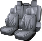 Nappa Leather Car Seat Covers Full Set, Gray Car seat Protector 5 Seats, Waterproof Car Seat Cushion, Universal Automotive Seat Covers Fit for SUV Truck Pick-up Sedan, Front and Rear