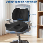 Seat Cushion Lumbar Support Pillow for Office Chair, X Large Memory Foam Chair Cushions for Sciatica Tailbone Pain Relief Coccyx Pad for Wheelchair, Car, Home, Office, Desk