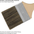 Double Thick Chip Paint Brush Set,Wood Stain Brushes for Painting Walls and Fence Staining, Wooden Handle Masonry Paintbrush for Varnish, Paste and Gesso (5 Pack Assorted Sizes)