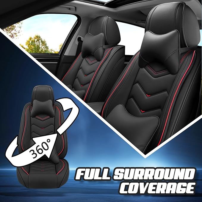 Car Seat Covers for Ford Expedition 2000-2026, Premium Nappa Leather Car Seat Cover, Stylish Sport Seat Covers， Automobile Seat Cover Sets.(Luxury 5 Seats/Black)