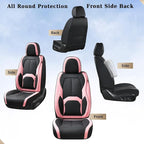 Coverado Seat Covers, Car Seat Covers Front Seats, Nappa Leather Seat Covers for Cars, Waterproof Car Seat Protector with Lumbar Support, Front Seat Covers Universal Fit for Most Cars (Black&Pink)