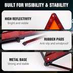 XOOL Emergency Warning Triangle Kit – Roadside Safety Kit with Reflective Warning Triangles, High-Visibility Safety Vests, Storage Bag & Gloves for Car Breakdowns & Emergencies