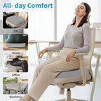 XLarge Seat Cushion, Memory Foam Cushion for Long Sitting Hours on Office Chair, Home & Car, Non-Slip Chair Pad for Relieving Back & Sciatica & Hip & Coccyx Pain (Light Grey)