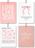Trendy Pink Christian Bible Car Air Freshener 4 Pcs - Girly Coquette Bow Love Like Jesua Air Freshener Hanging Decor for Cars Closet Drawer Books, Girly Car Accessories Mirror Decor for Women