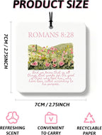 Pink Christian Car Air Freshener 4 Pcs, Coquette Pink Bow Bible Verse Religious Hanging Air Freshener for Cars Closet Drawer Books, Cute Christian Car Accessories Mirror Decor for Women