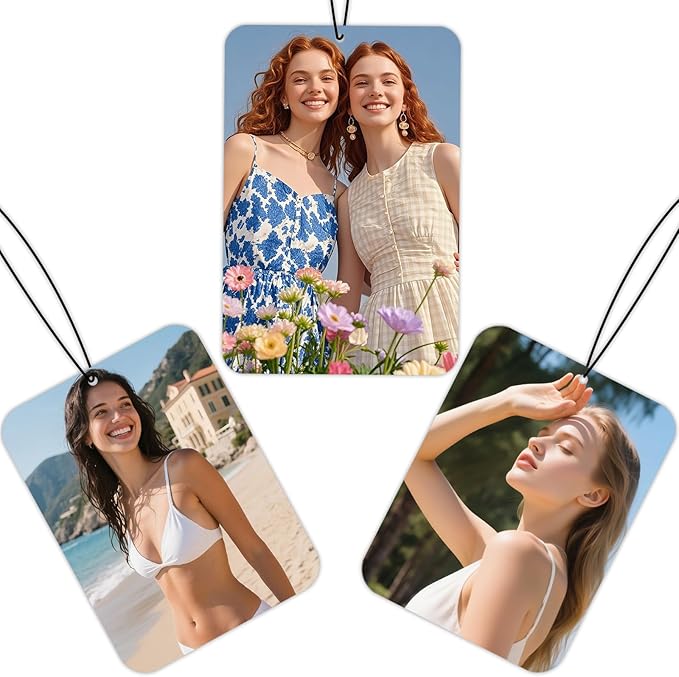 Custom Air fresheners with Picture,Personalized Air Freshener for Car,Cute Hanging Car Air Fresheners for Women,Double-sided Photo Printing Hanging Car Scents 30 scents available
