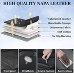 Coverado Car Seat Covers Full Set, Premium Nappa Leather Seat Covers for Car, Waterproof Car Seat Protector with Lumbar Support, Automotive Seat Covers Universal Fit for Most Cars SUV Truck(Black)