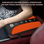 Bling Leather Car Center Console Cover, Anti-Slip Crown Armrest Seat Box Cushion Pad with Rhinestones, Waterproof Crystal Arm Rest Protector Interior Decor for Most Vehicles (Orange)