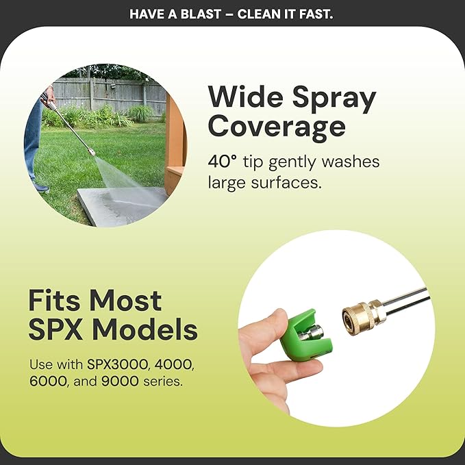 Sun Joe 5-Pack Quick-Connect Pressure Washer Spray Tips, Nozzle Attachment Set with 0,15, 25, 40 Degree & Soap Tip - Portable Power Attachments and Accessories for SPX Washing Machines, SPX3000-TPS