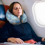 Marble Silver Royal Blue Portable U-Shape car Pillow Travel kit Sleep Neck Cushion