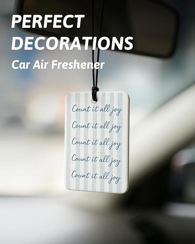 Blue Christian Car Air Freshener 4 Pcs, Preppy Blue Butterfly Tulip Religious Bible Verse Hanging Air Freshener for Closet Drawer Books, Girly Christian Car Accessories Mirror Decor for Women