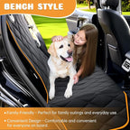 Dog Car Seat Cover for Back Seat 100% Waterproof, Long-Lasting and Soft Nonslip Backseat Cover for Cars, SUVs and Trucks, 600D Oxford Fabric, Black-Orange, Standard (54" W x 59" L)