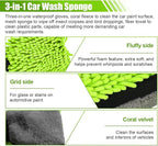 Collapsible Bucket with 3-in-1 Car Wash Mitt, Multiuse 10L Portable Plastic Bucket with Handle, Coral Velvet & Chenille Wash Mitt, Car Cleaning Kit for Vehicle, Household
